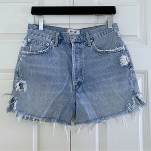 AGOLDE Dee High Waisted Denim Shorts size 27 Light Wash Distressed Jean Cutoffs
